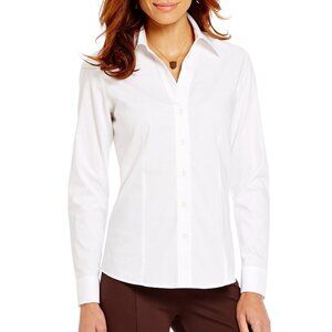 NWT Investments Christine Gold Label White Non-Iron Long Sleeve Size 8